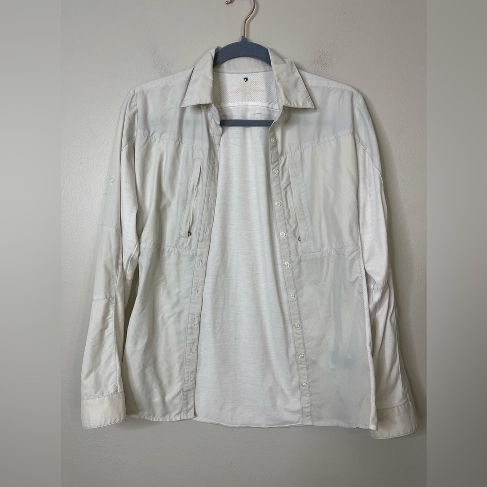 Khul women’s Airspeed Button Down Shirt Sz S in White Outdoor Hiking Active